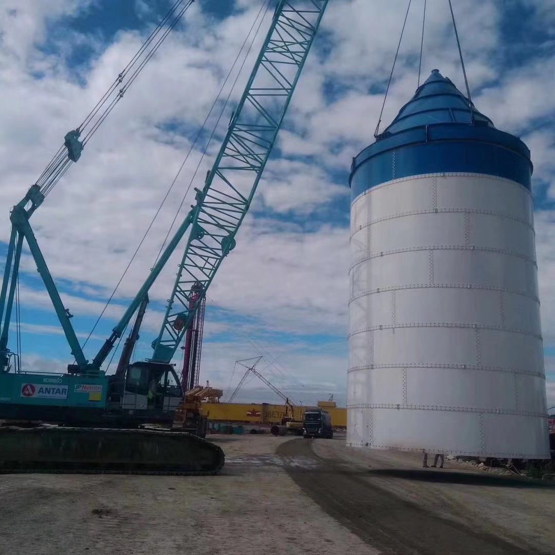 2 nos 1000T bolted type cement silos under erection in Russia